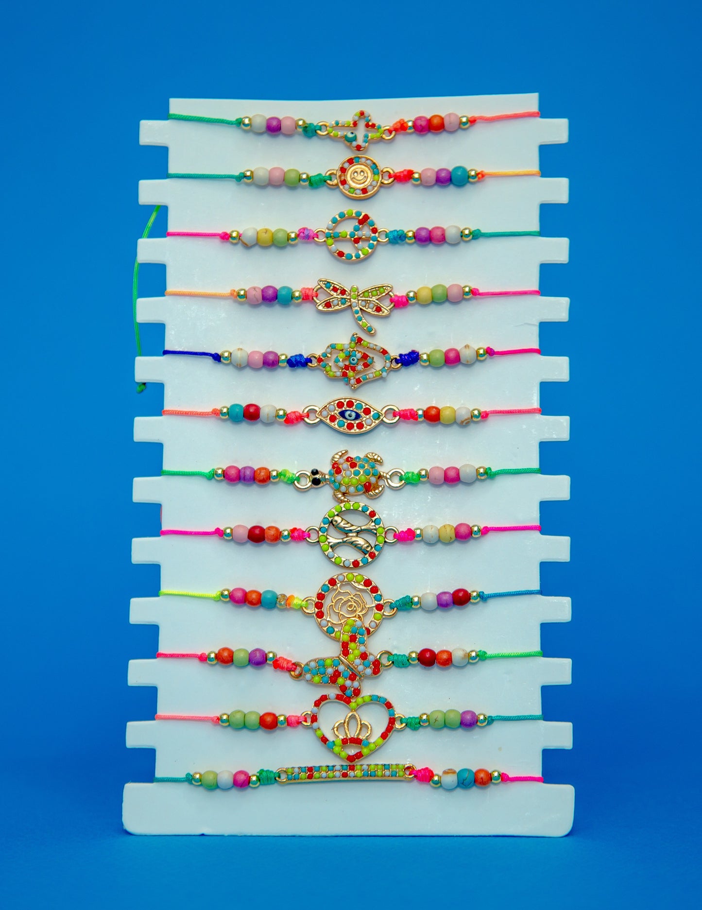 Rainbow Whimsy Charm Thread Bracelet
