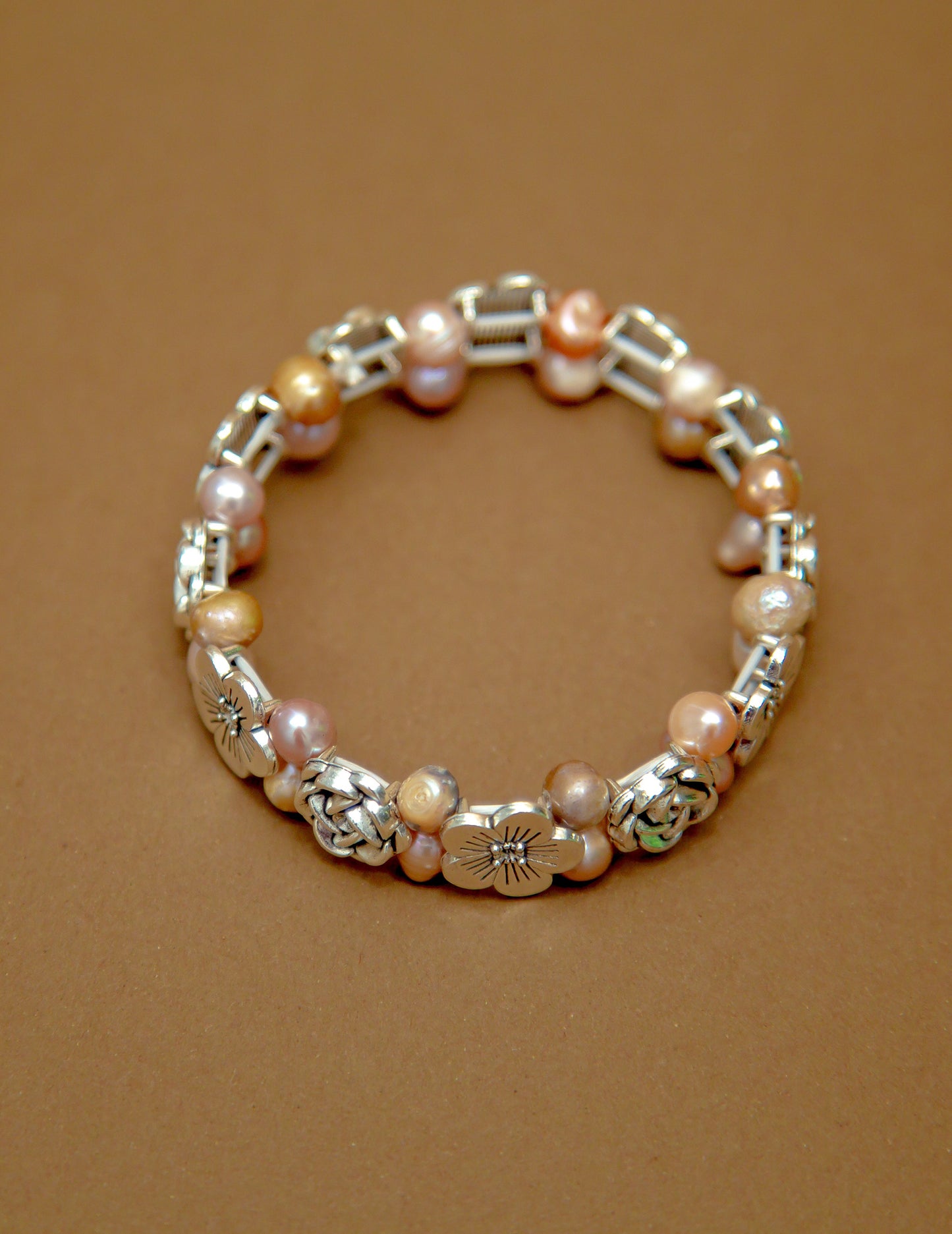 Moon Blossom Floral Pearl Bracelet