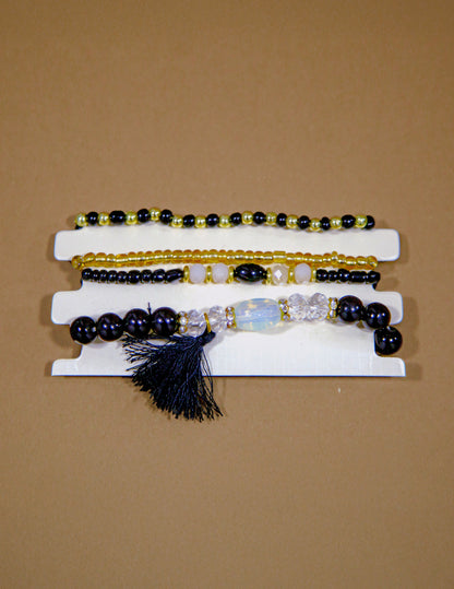 Conjunto de pulseras de cuentas Fiesta Vibes (paquete de 4)