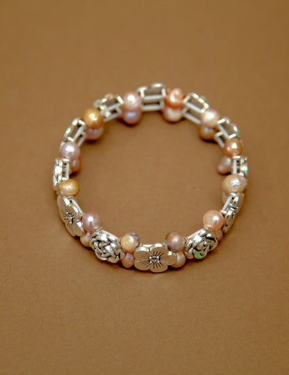 Moon Blossom Floral Pearl Bracelet